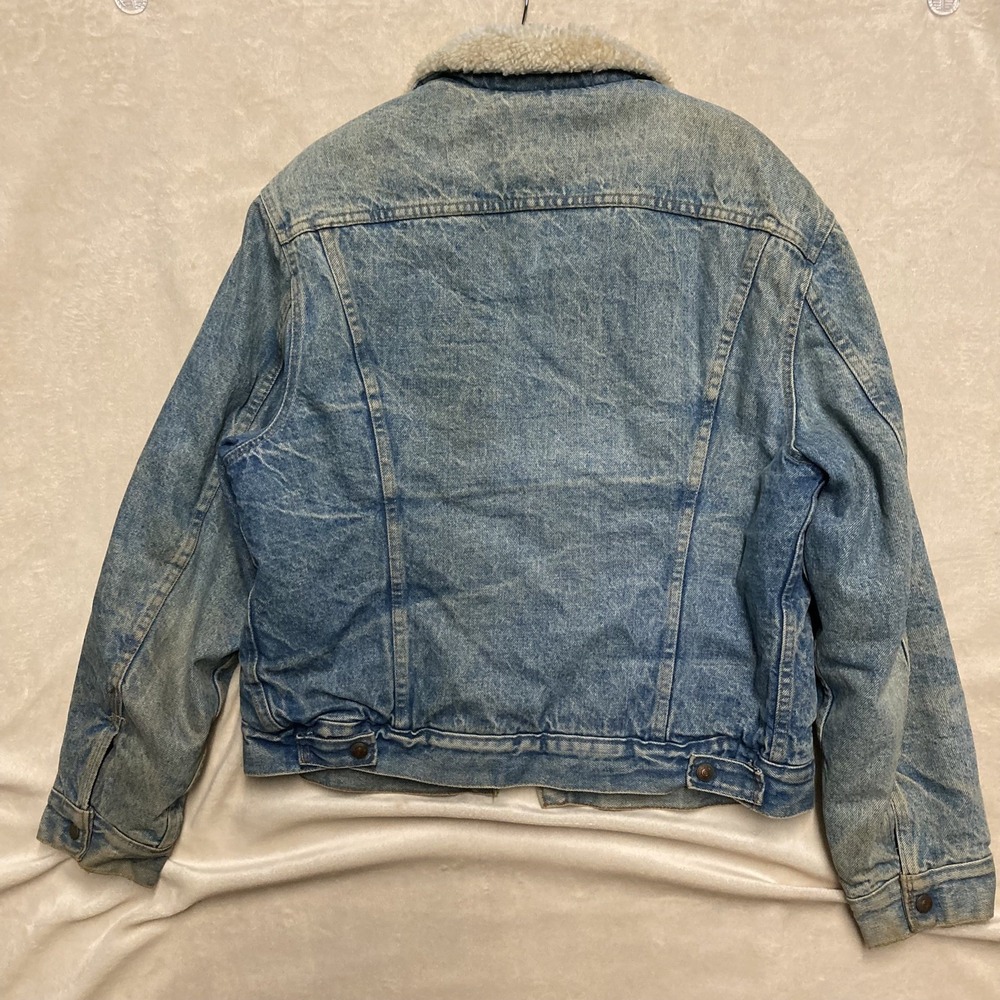 Vintage 80s Levi's Sherpa Lined Denim Jean Trucker Jacket Size L 44 Made In USA - Picture 6 of 6